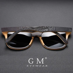 GM Brand Designer wood Sunglasses New Men Polarized Black Skateboard Wood Sunglasses Retro Vintage Eyewear carton box S5832