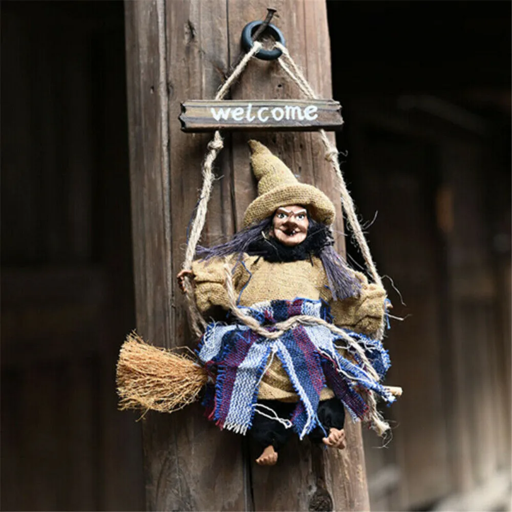 Halloween Hanging Witch Decoration Flying Witches Horror Witch Figurine Halloween Haunted House Hanging Props Party Decor 2022