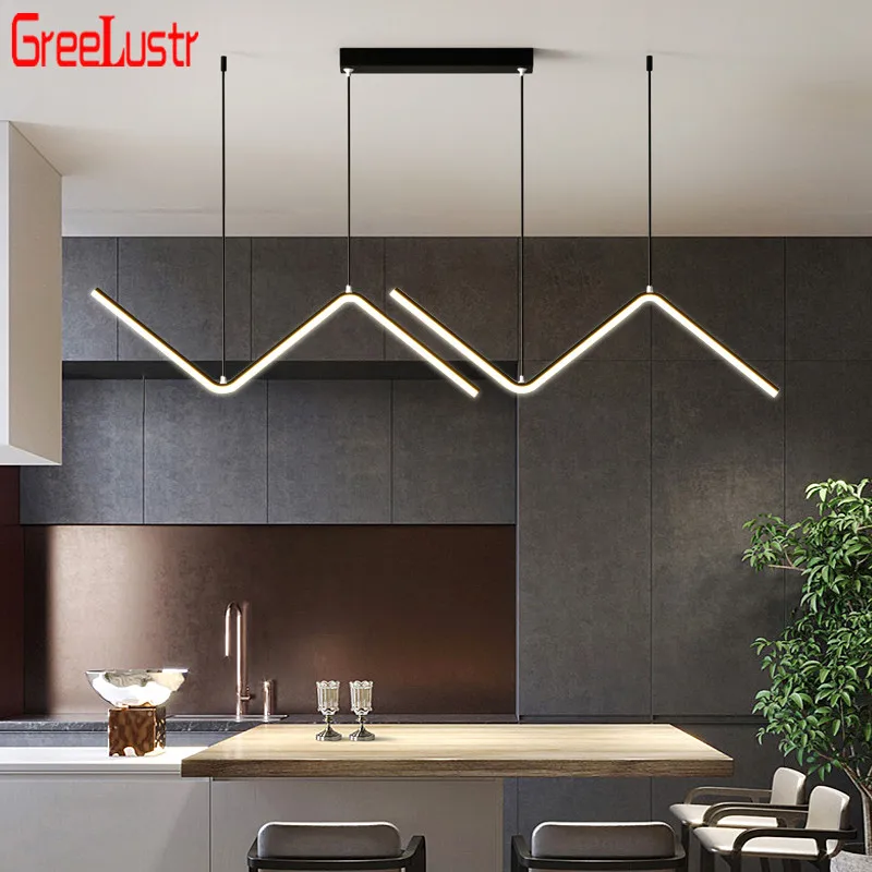 

Minimalist Design Line Led Pendant Light Nordic Dimming Gold Pendant Chandelier Lamp Suspension Table Hanging Light Lustres