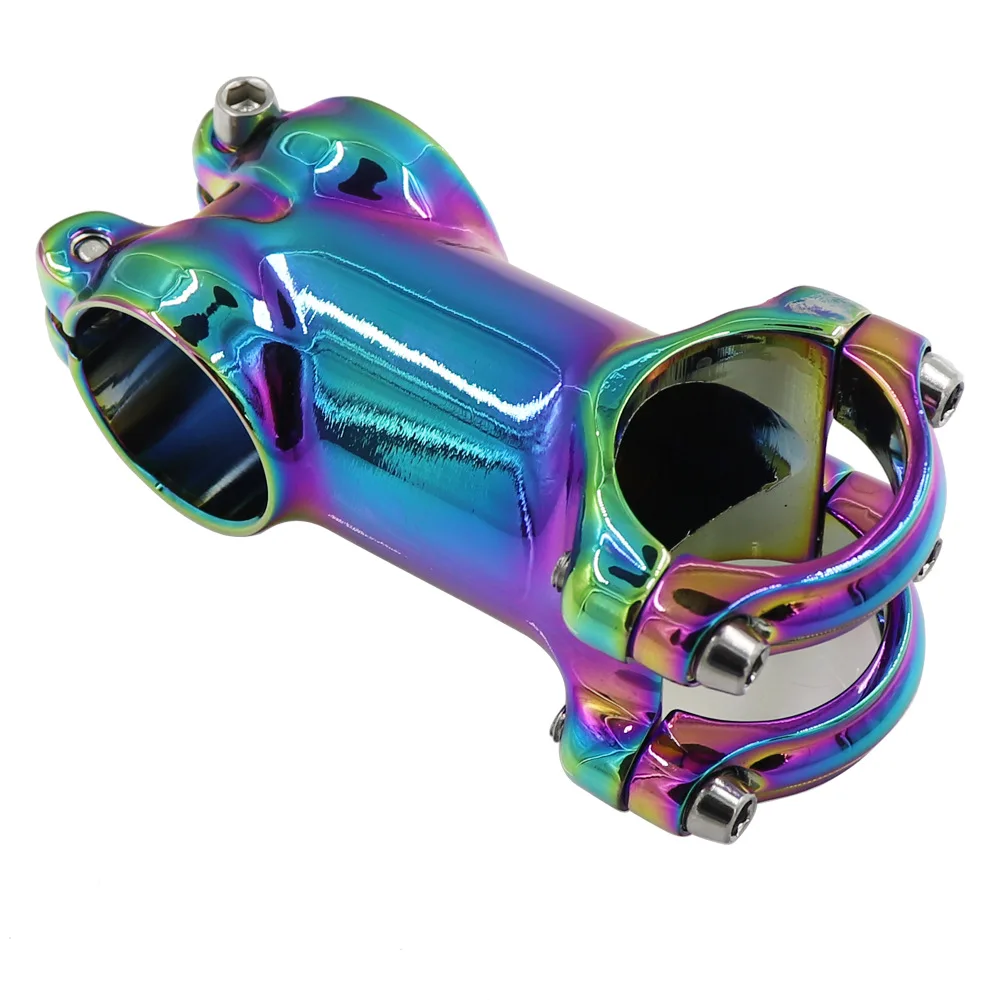 Colorful MTB Road Bike Polished Stem 6° 6 Degree 60 70 80 90mm High-Strength Lightweight XC AM Bicycle Handlebar Rainbow Stem image 5