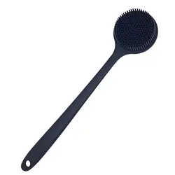 Brosse de bain de douche en Silicone souple à Long manche, sans BPA, hypoallergénique, écologique (noir)