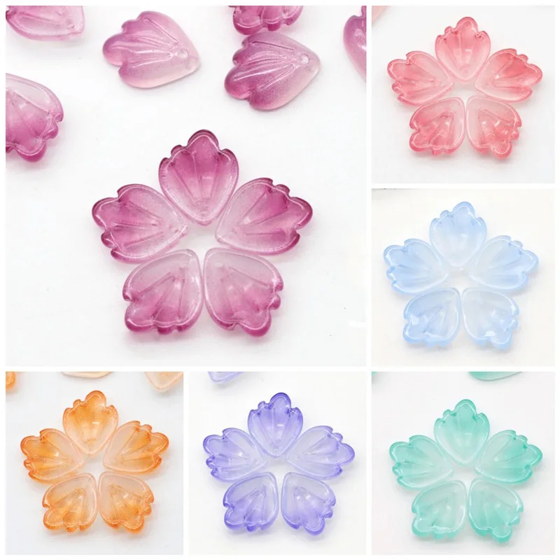 10pcs Flora Petal 16x13mm Lampwork Crystal Glass Loose Pendants Beads for Jewelry Making DIY Crafts Flower Findings