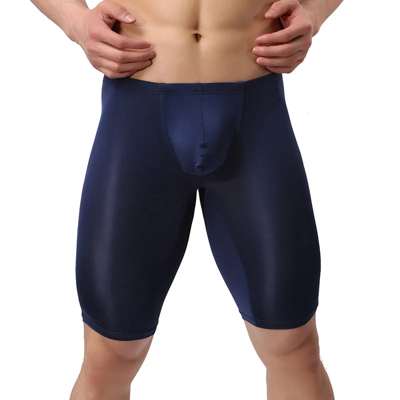 Bóxer largo ultrafino de seda de hielo para hombre, ropa interior de dormir, pantalones de verano, 2 unids/lote
