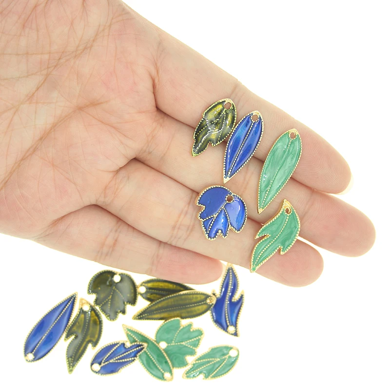 10pcs Colorful Leaves Enamel Tree Leaf Maple leaf Charms for Jewelry DIY Earrings Necklaces Pendants Making Findings Craft Gifts