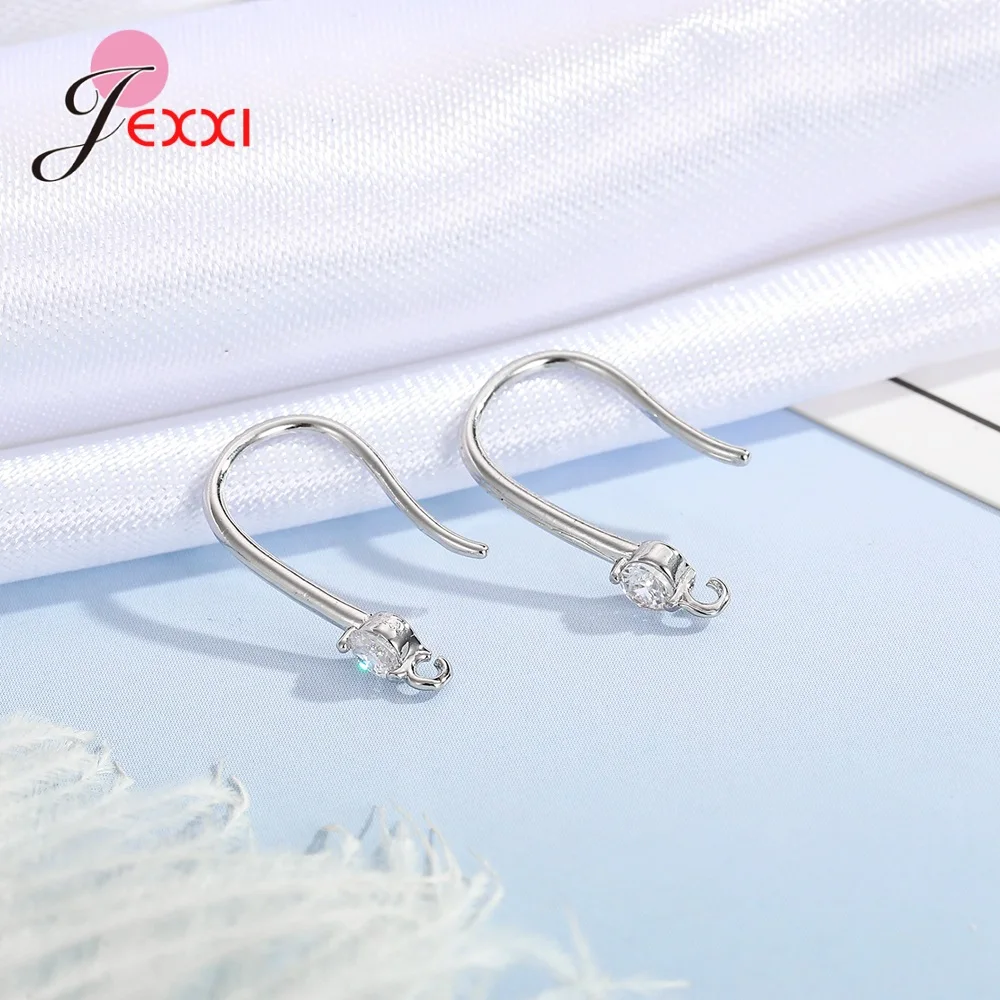 New Arrivals Sparkling Earrings Findings Real 925 Sterling Silver Earrings Components For Women Hand Making DIY Jewelry