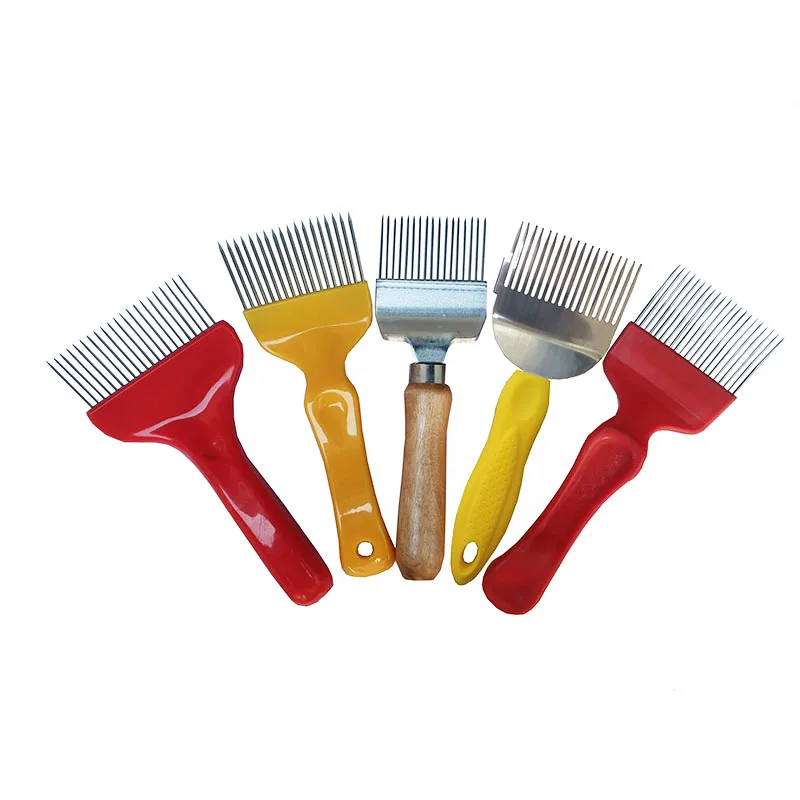 5 type Uncapping Fork Stainless Steel Pin Tines Comb wood plastic handle Uncapping Fork Scratcher Cut Honey Bee Beekeeping Tools