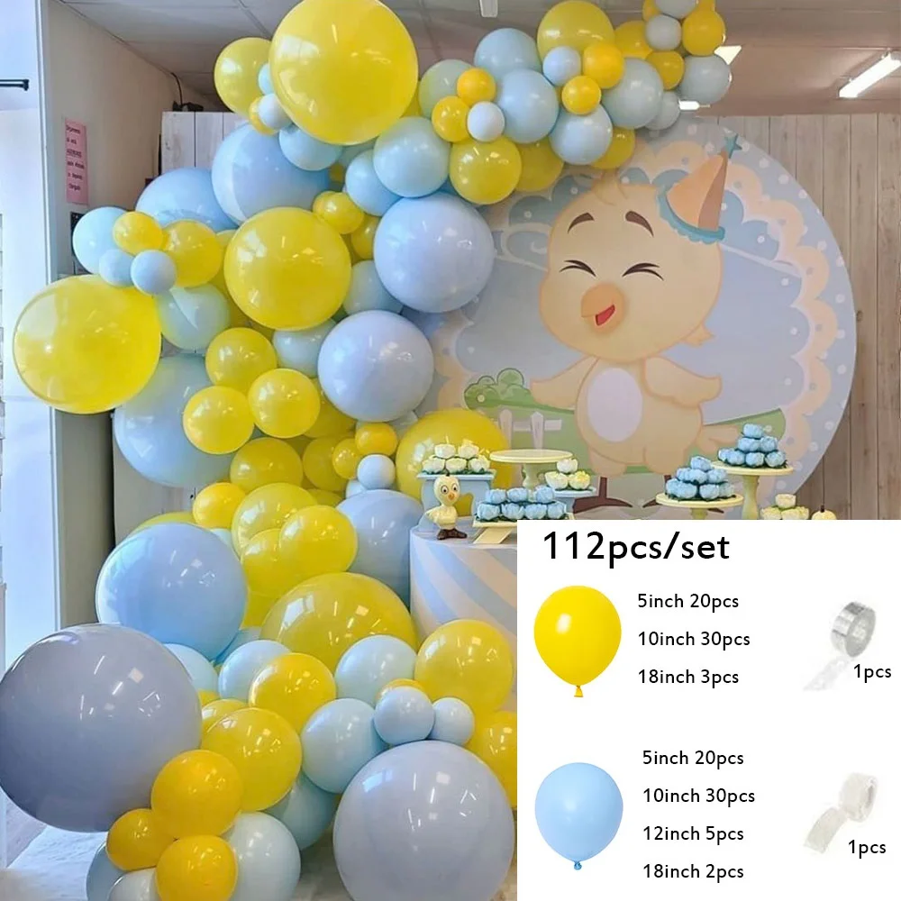 110pcs Yellow Blue Balloons Garland Kit Arch Decoration Wedding Baby Shower Girls And Boys Birthday Party Decortion Supplies