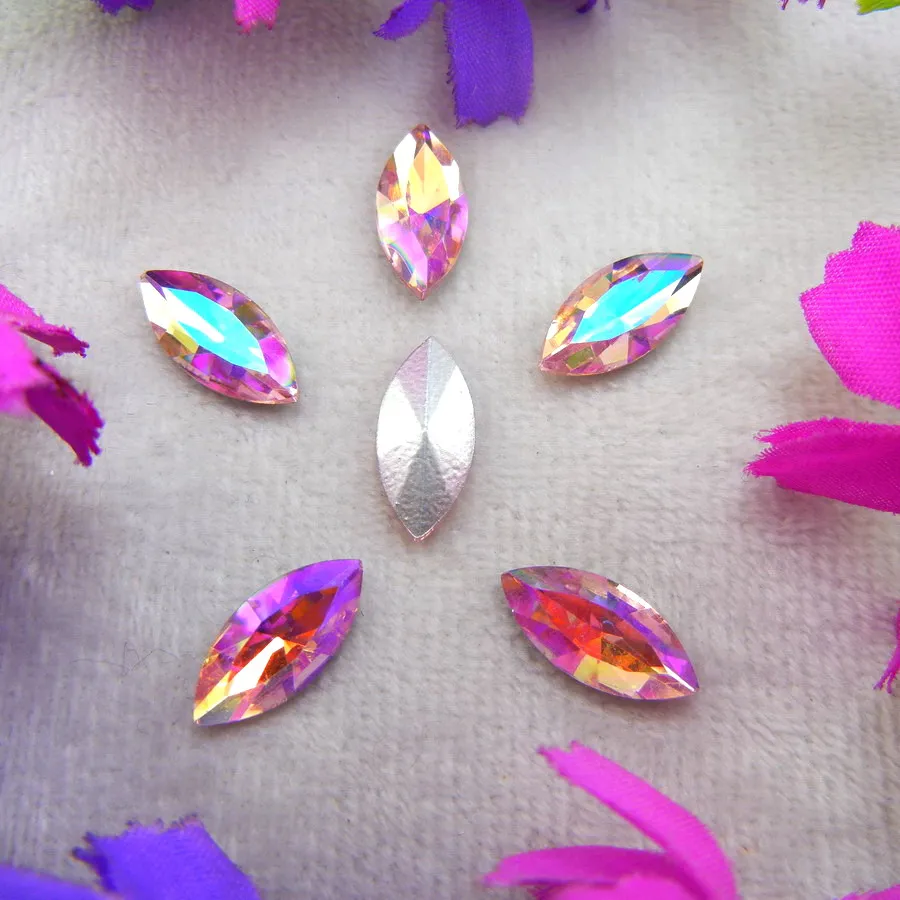 AB Farben 8 Größen Navette Pferdeaugen-Markise Form Glas-Klebekristalle Strass-Ornamente Zubehör DIY-Verzierung – Detail 10