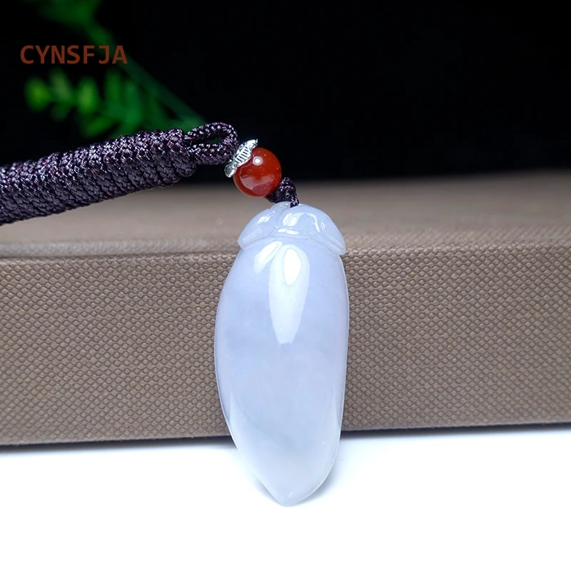 

CYNSFJA Real Rare Certified Natural A Burmese Emerald Jadeite Lucky Amulets Melon Myanmar Jade Pendant Ice Purple Hand -Carved