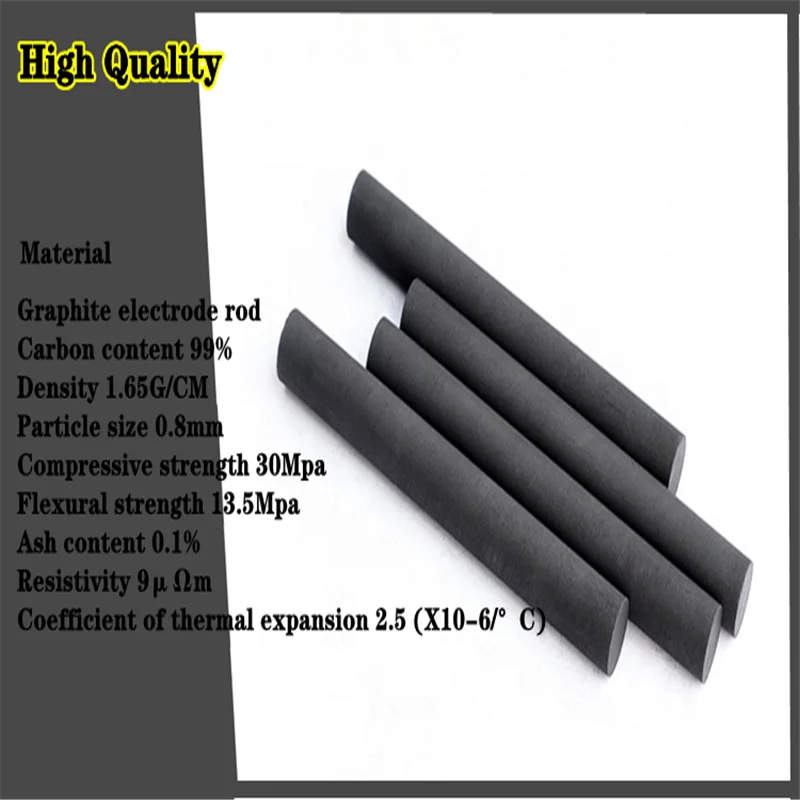 5pcs Black Carbon Rod Graphite Electrode Cylinder Rods Bars 10x100mm For Industry Tools High Temperature Carbon Graphite