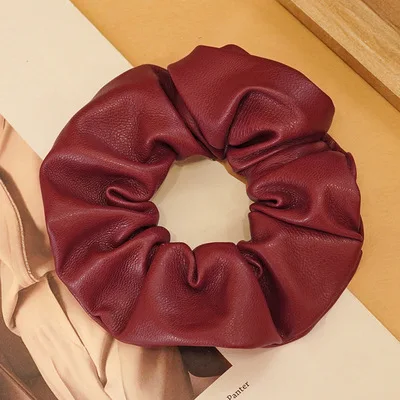 New Fashion Retro Leather Solid Color Fat Intestine Hair Tie