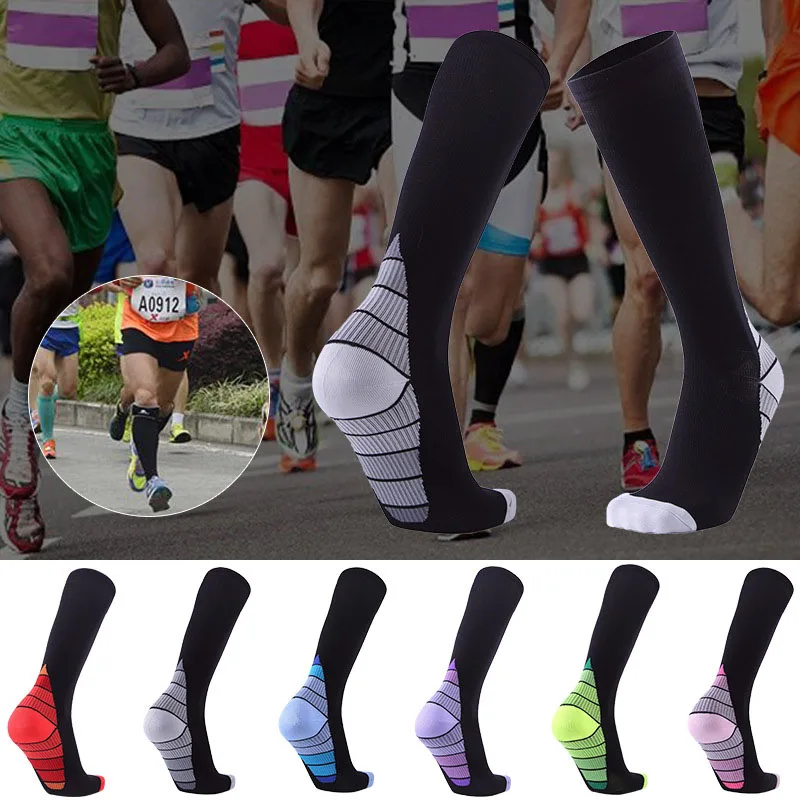 Men Women Marathon Cycling Socks  Compression Socks Sport Fitness Running Soccer Football Varicose Thin Breathable Sock