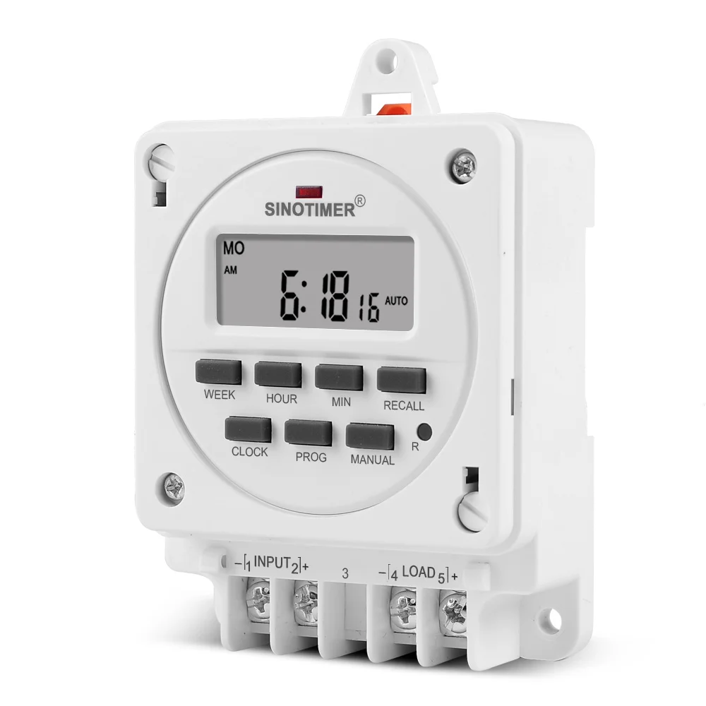 TM618E LCD Smart Digital 220V 12V AC 7 Days Programmable Timer Switch Relay Power Output 16A Controller With Mounting Base