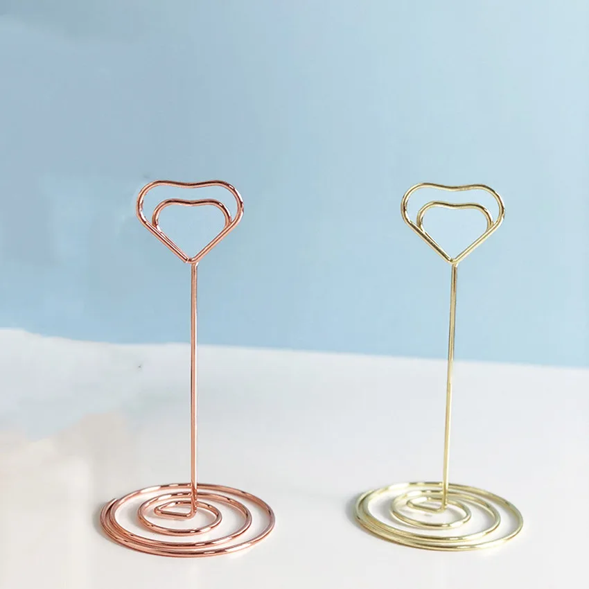 Metal POP Display Label Signage Clips Holders Price Paper Card Promotion Small Memo Wire Shaped Winding Heart Type 100pcs