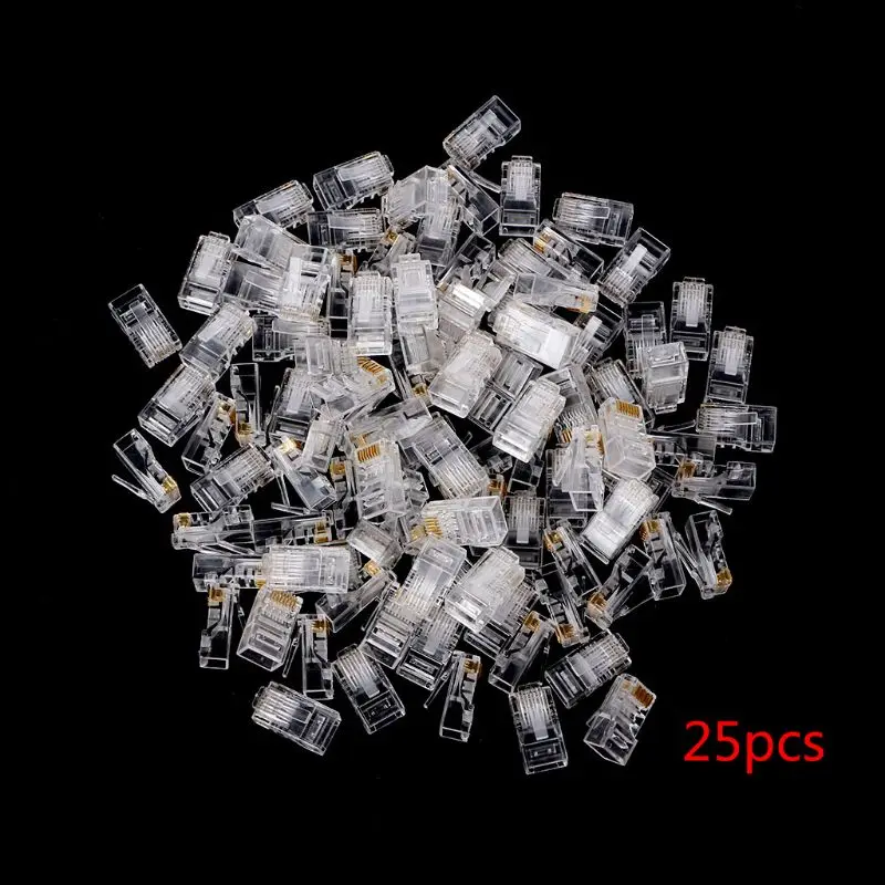 25/100Pcs Gold Überzogene RJ45 Net Netzwerk Kabel Modulare Stecker Cat5 CAT5e Stecker 8P8C Modulare Rj45 Stecker Terminals