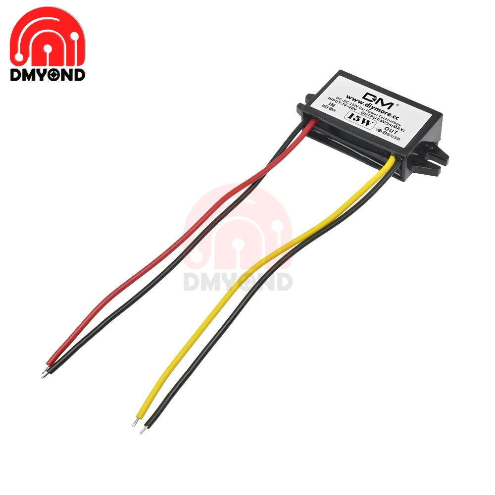 Dc to Dc Converter Step Down Buck Regulator 12V to 5V 3A 15W Car Monitor Potting Waterproof Power Supply 46mm X 27mm X 14mm