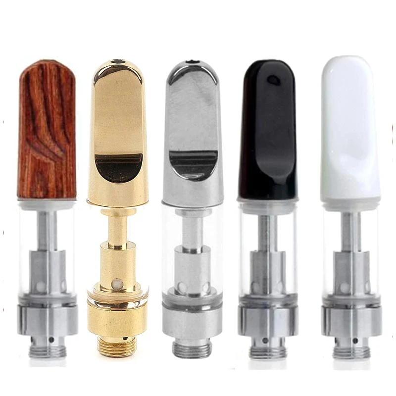 50pcs CC-ELL Ceramic Vape Cartridge 510 Thick Oil Tank Ceramic Coil 0.5ml 1.0ml Pyrex Glass Atomizer 2mm Holes Cartridges Cart