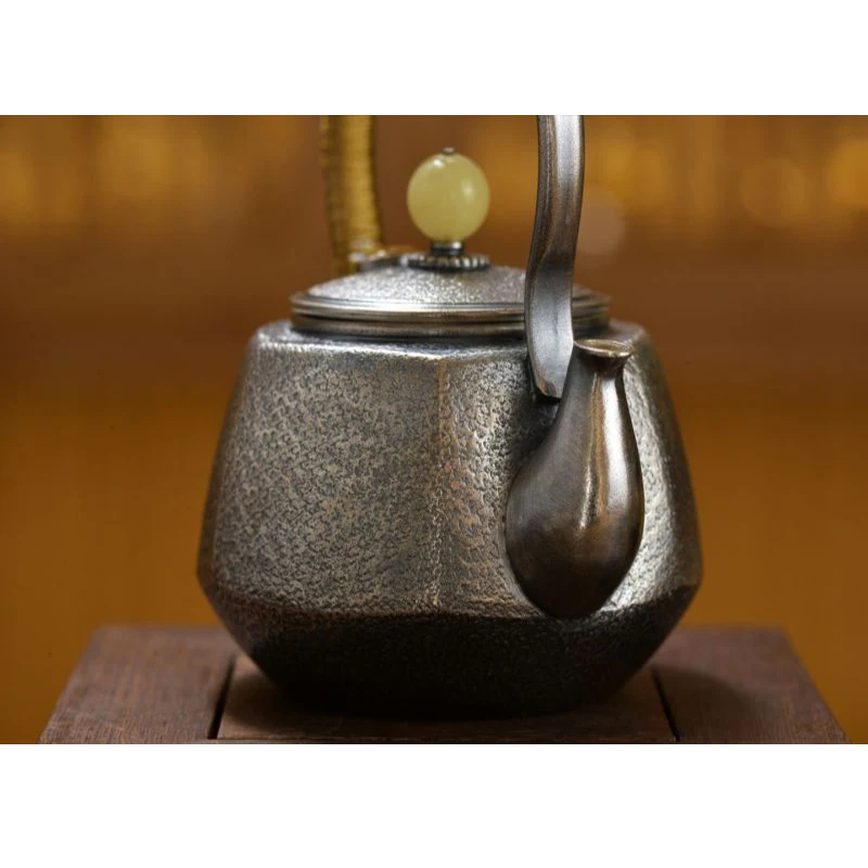 Silver pot 999 sterling silver handmade tea set Japanese retro teapot kettle home tea ceremony Kungfu tea set 180ml