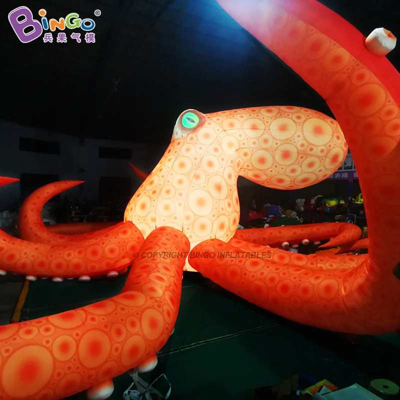 Custom Made 11.2x10.7x5.3 Meters Ocean Inflatable Large Octopus Balloon With Color Changing LED Lighting For Dec Toys - BG-O0277