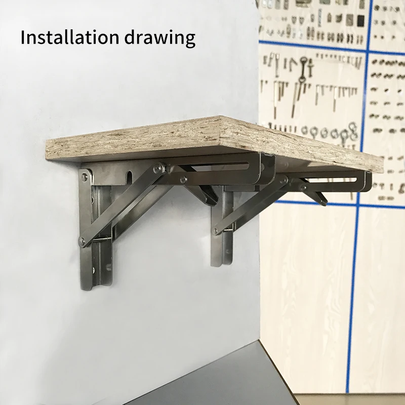 Stainless Steel Segitiga Bracket Bracket Perangkat Perabot Rumah Tangga Panel Lantai Drag Rak Dinding Partisi Lipat Bracket