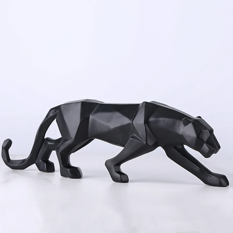 

Resin Leopard Statue Modern Abstract Geometric Style Animal Panther Figurine Home Office Desktop Ornaments Decoration Sculpture