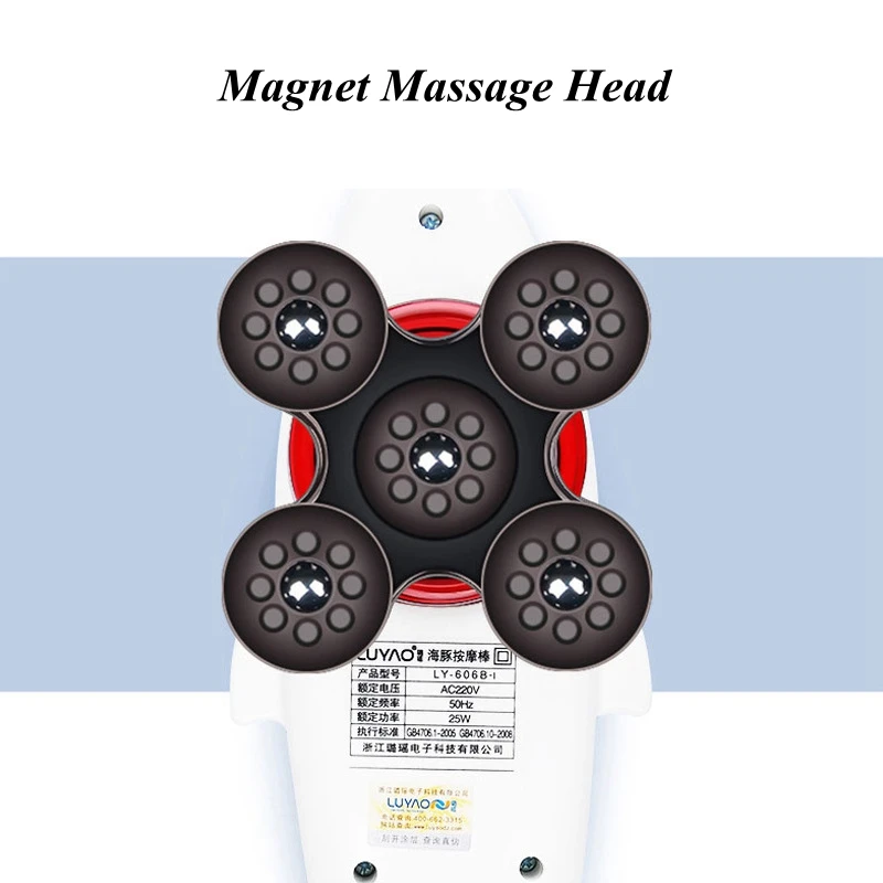 Multifunctional electric dolphin massager with hammer type infrared heat pressing rod roller cervical spine massage