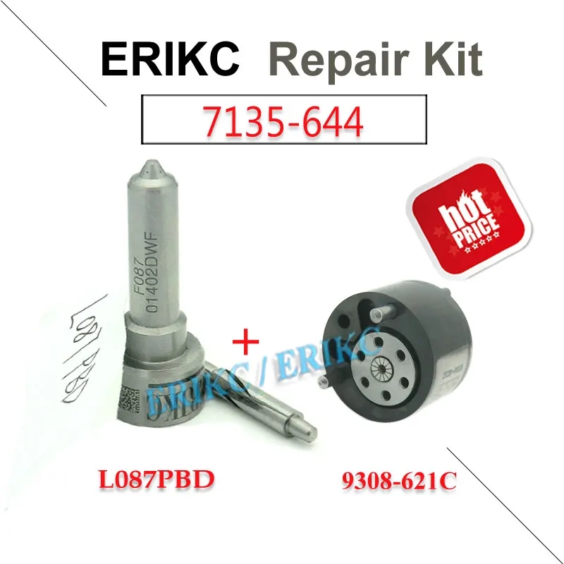 ERIKC Diesel Fuel Injector Overhaul Kit 7135-644 Nozzle L087PRD and Valve 9308-621C for EJBR01701Z EJBR04101D