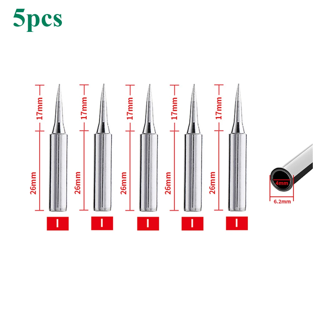 5Pcs 900M-T-I 900M-T-B Solder Iron Station Tool  Sharp Soldering Iron Head Set Inside Hot Bare  Electric Soldering Iron Tip