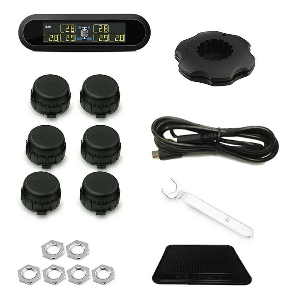 T650 Solar Bus RV Truck TPMS  Wireless Tire Pressure Monitoring System with 6 External Internal Sensors,Max 116 PSI