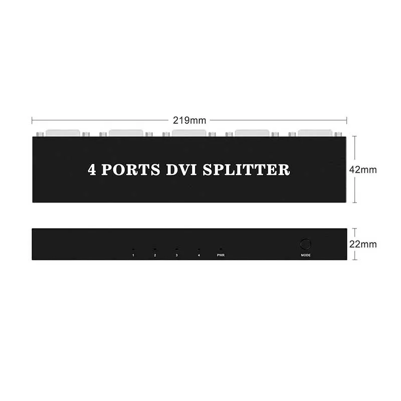 4 Port DVI Video Splitter with Audio - DVI Splitter with Audio - 4 Port DVI Splitter - DVI Video Splitter-Black