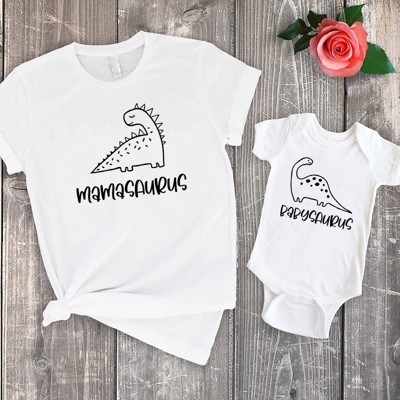 Mama saurus Ing Dinoszaurusz Család tshirt papasaurus babysaurus Szokás Dinoszaurusz Összetartozó ruhák Kisded Elárusítónő Szerelvény 7-12m