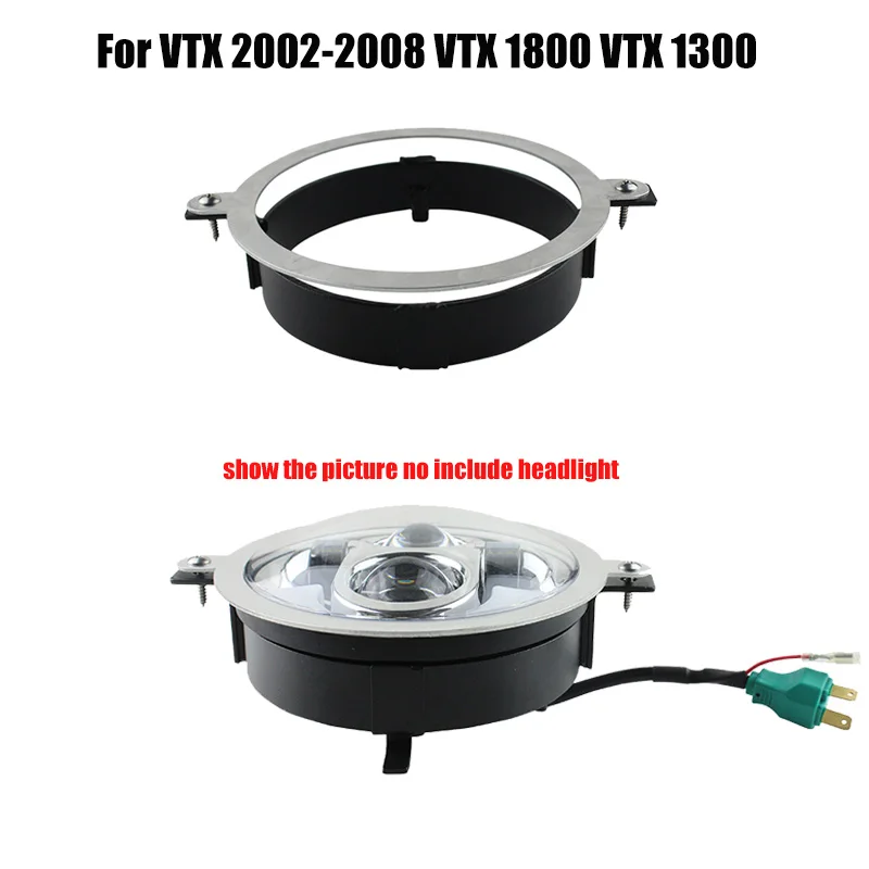 For Honda VTX 2002-2008 VTX 1800 VTX 1300 Motorcycle Projector LED 5.75 Inch Headlight Black Mounting Bracket Ring