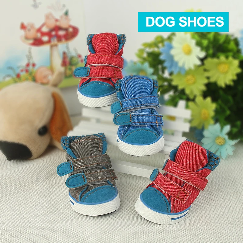 Pet Canvas Shoes Dog Boots Non Slip Rubber Sole Spring Autumn Breathable Casual Dogs Shoes Poodle Outdoor Walking Puppy Sneakers