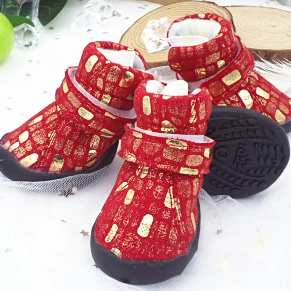 4Pcs Cozy Pet Boots Soft Sole Mild to Skin Dog Shoes Dog Sports Shoes
