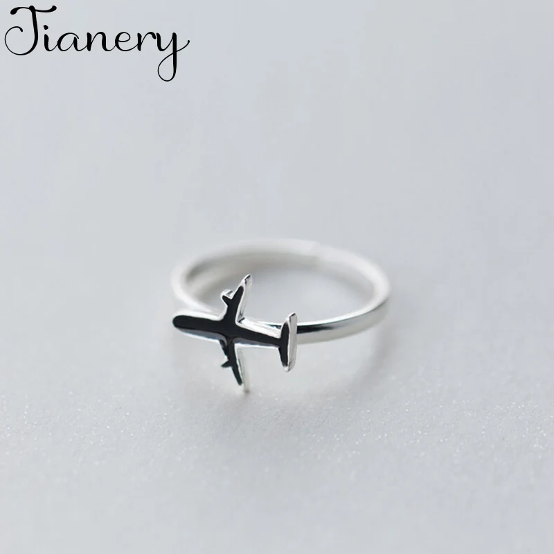 JIANERY Fashion Silver Color Airplane Rings For Women Wedding Opening Rings Anel Jewelry 2019 