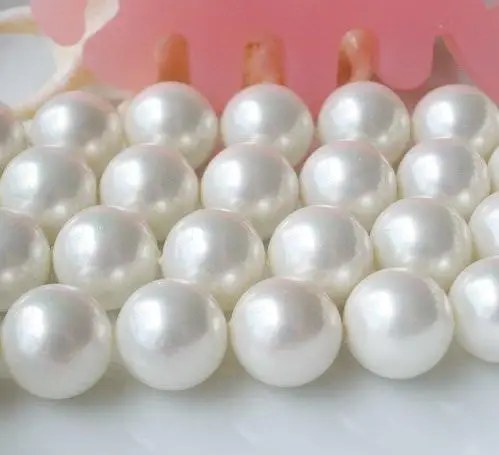 Favorite Pearl Loose Beads Fine Jewelry AAA 8-12MM White Round Sea Shell Pearl Strand 40CM For Making Bracelet Necklace Earring