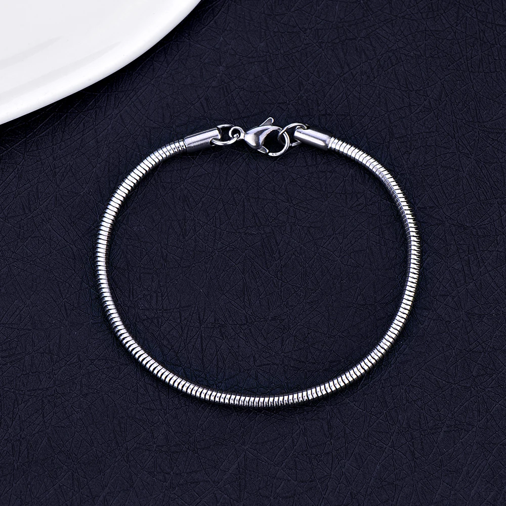 Width 3MM 316L Stainless Steel Round Snake Chain Necklace & Bracelet Fashion Jewelry Set For Men and Women Party Gifts drop ship