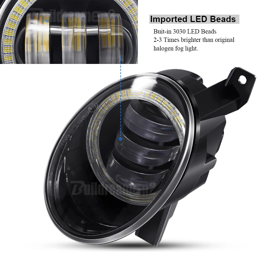 2 X Angel Eye zespół światła przeciwmgielnego samochód prawy + lewy LED obiektyw mgła lampa do jazdy dziennej DRL 30W 12V dla volkswagena VW Caddy III/3 2010-2015 — zdjęcie 4