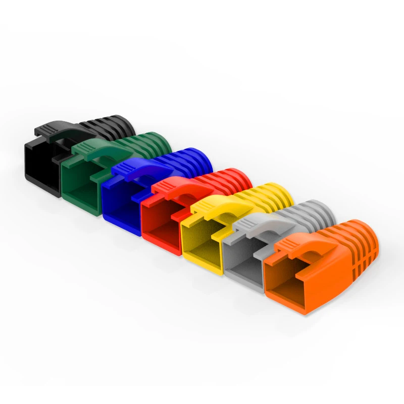 OULLX RJ45 Cat7 Casquettes Cat6a Réseau Ethernet Câble Connecteur Cat 7 Prise De Protection Couleur Pure Bottes Fourreau Couleur Bush OD 8.5mm