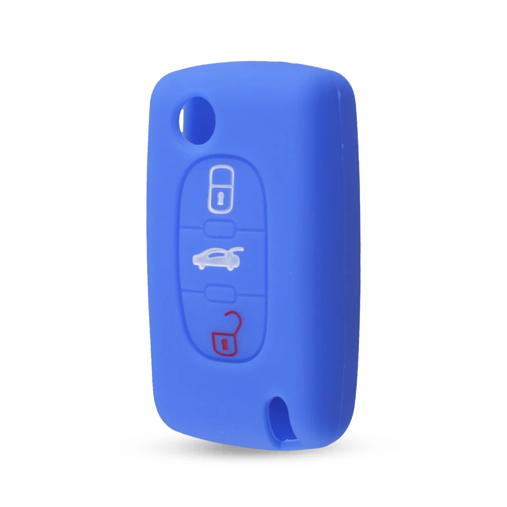 KEYYOU Silicone Remote Key Fob Cover For Peugeot 107 207 307 407 308 607 Citroen C1 C2 C3 C4 C5 C6 C8 3 Button