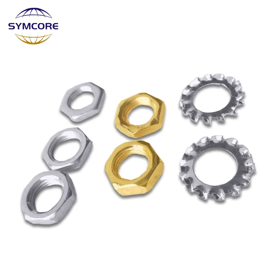 Gold Silver Shaped LED Gooseneck Gear Gasket Nuts Pitch 1mm Fine Teeth Hex Nut Thin Flat Screw Cap Nuts For M4 M6 M8 M10 M12 M14