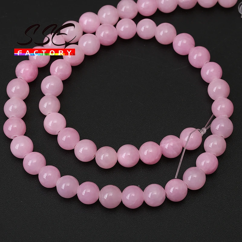 Alami Pink Lisa 'S Manik Bulat Chalcedony Batu Beads untuk Perhiasan Membuat DIY Gelang Kalung Aksesoris 15 ''4 6 8 10 Mm