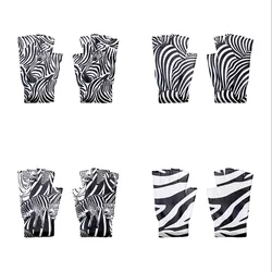 Women Winter Touch Screen Mittens Cute Black White Zebra Leopard Knitting Fingerless Gloves Unisex Black Cycling Driving Gloves