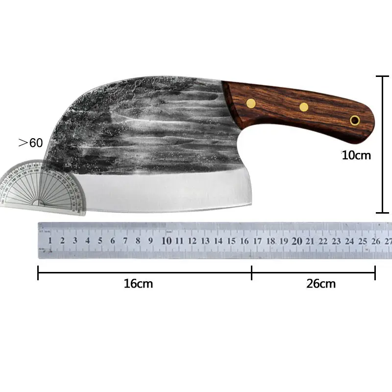 Forged Butcher Knife Traditional Handmade Knives Cleaver 7Cr17 Hammer Made Kitchen Chef Knife Meat Fish Slicing Chopping Knife