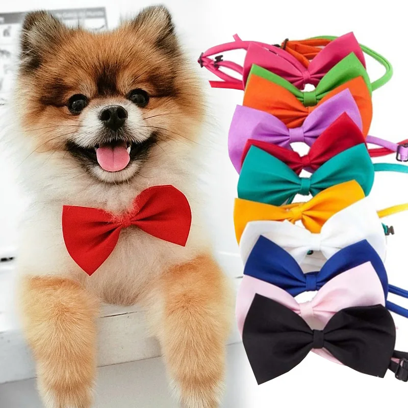 1Pc Pet Dog Cat Necklace Adjustable Neck Band Cute Bowknot Pet Care Accessories Dog Cat Striped Bow Necklace Pet Supplies