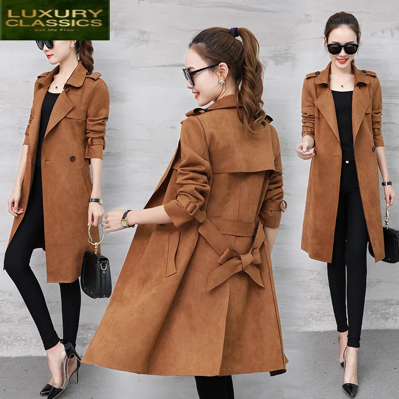 

2021 Women Trench Coat Autumn Long Windbreaker Ladies Clothes Womens Tops Spring Eleant Female Coats Abrigo Mujer LWL685