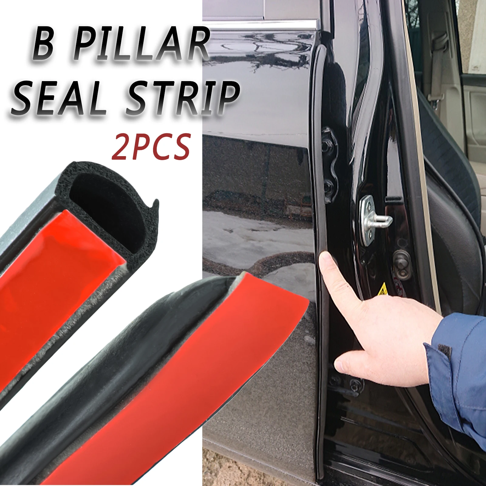 2Pcs Universal Car Door Rubber Seal Strips Double Layer Sealing Stickers B Pillar Protection Sealant Strip Weather strip 31