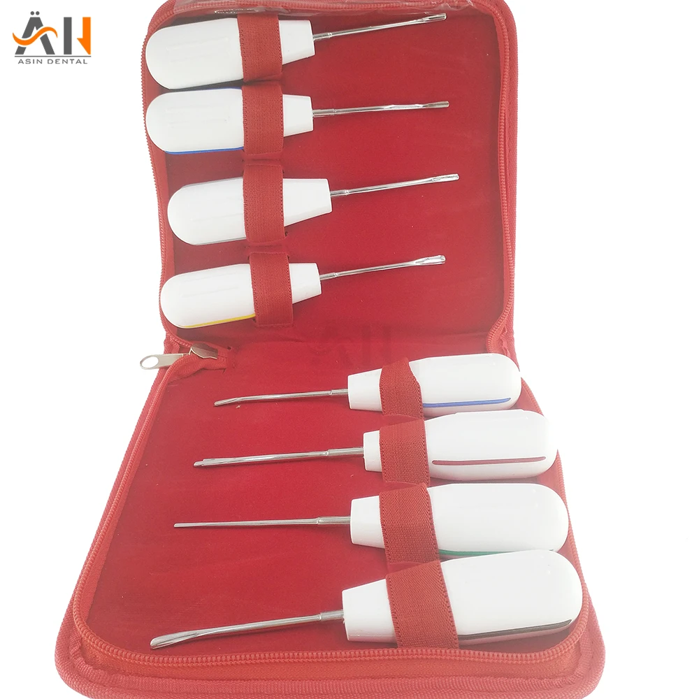 High Quality 8pc curved root elevator dentistry dentist dental instrument teeth whitening equipment dentista stainless steel