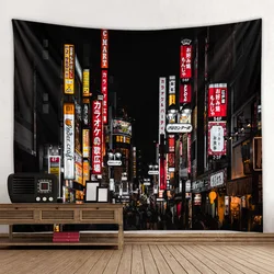 Tokyo night tapestry city nightlife Japanese style wall hanging bedroom home decoration bohemian hippie printed bed sheet