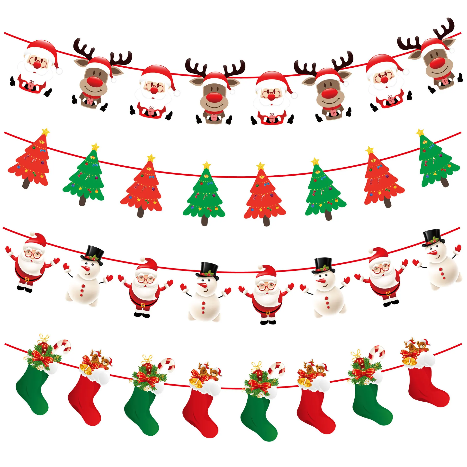 Christmas Banner Garland Flag Merry Christmas Decor for Home Santa Claus Christmas Ornaments Xmas Decor New Year Snowman Elk